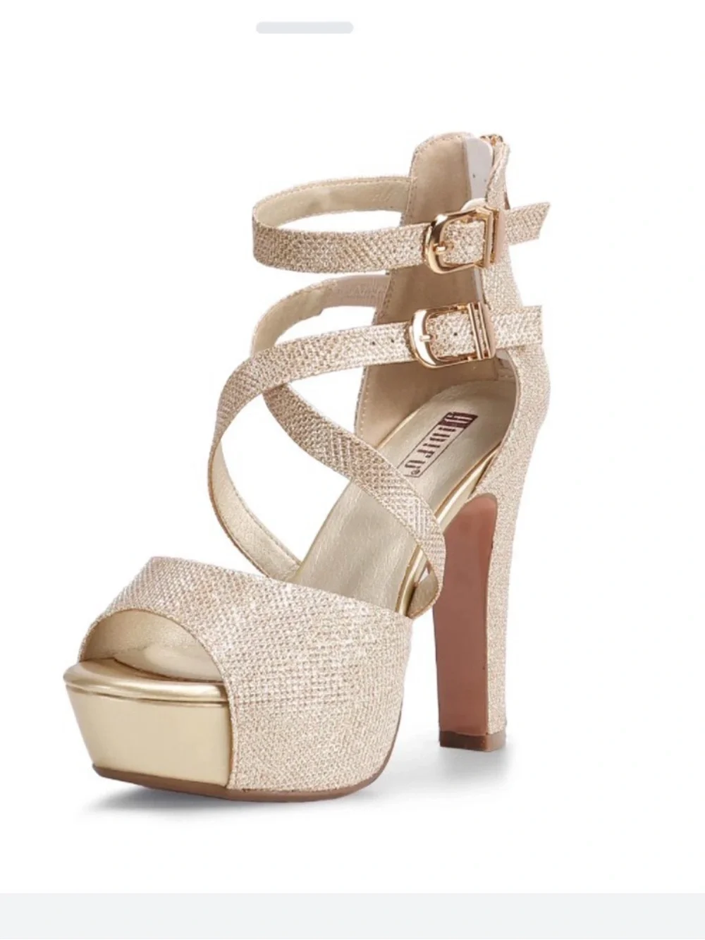 Strappy Glitter Platform High Heel Sandal - Champagne